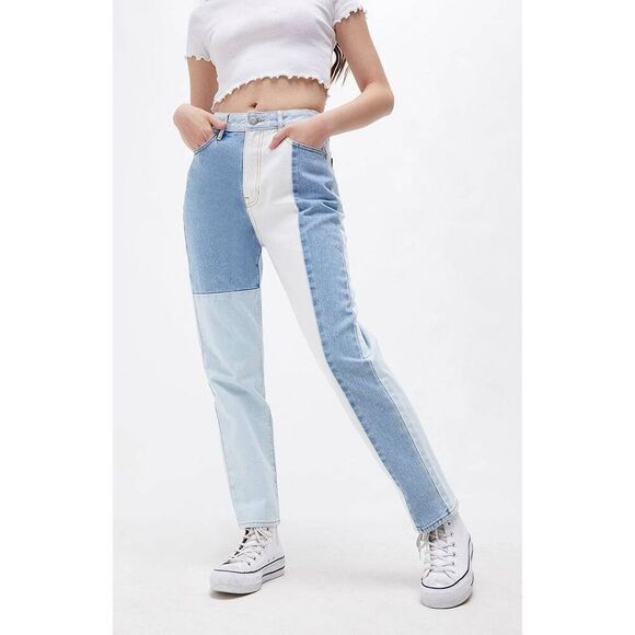 Pacsun Eco Hopper Patch Color Block Mom Jeans 26 - Picture 1 of 8